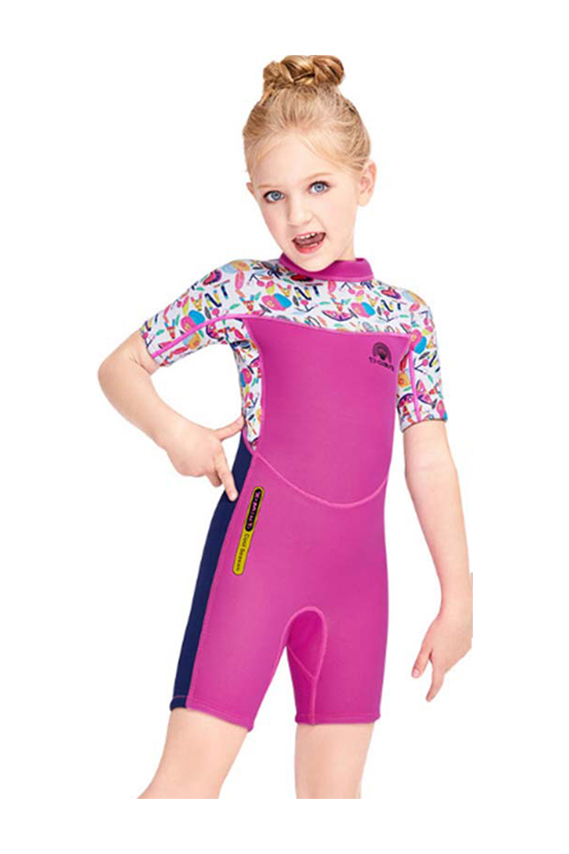 DIVE & Sail Girls Cute Cartoon 2.5mm Shorty Wetsuit