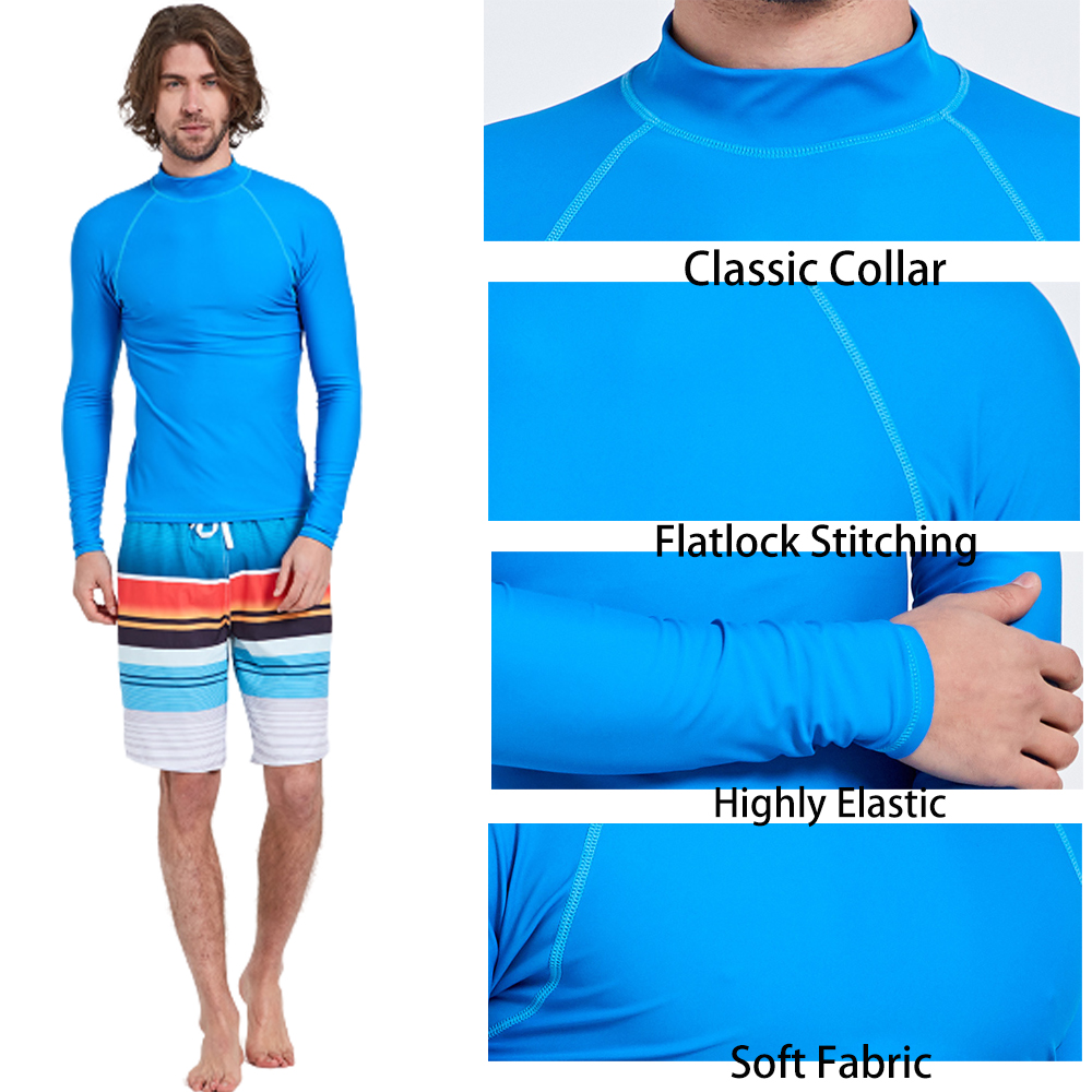 Sbart Men\'s Long Sleeve Quick Dry UPF 50 Surf Shirt Rash Guard Top