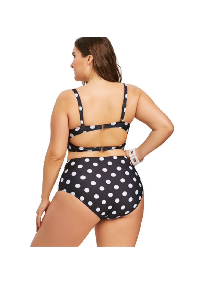 XC Women\'s Plus Size Wave Point Adjustable Two Piece Bikini Swimsuit