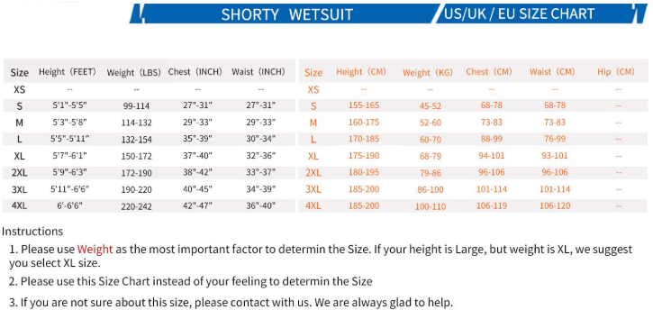 ZCCO Mens 3MM Plus Size Shorty Neoprene Wetsuit
