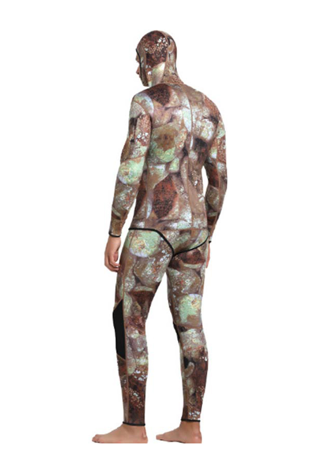 Sbart 3mm Hooded Mens Brown Jellyfish Camo Wetsuit