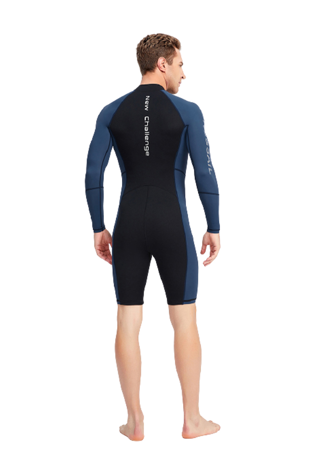 DIVE&SAIL Men\'s 1.5mm neoprene Long Sleeve Front Zip Shorty Wetsuit
