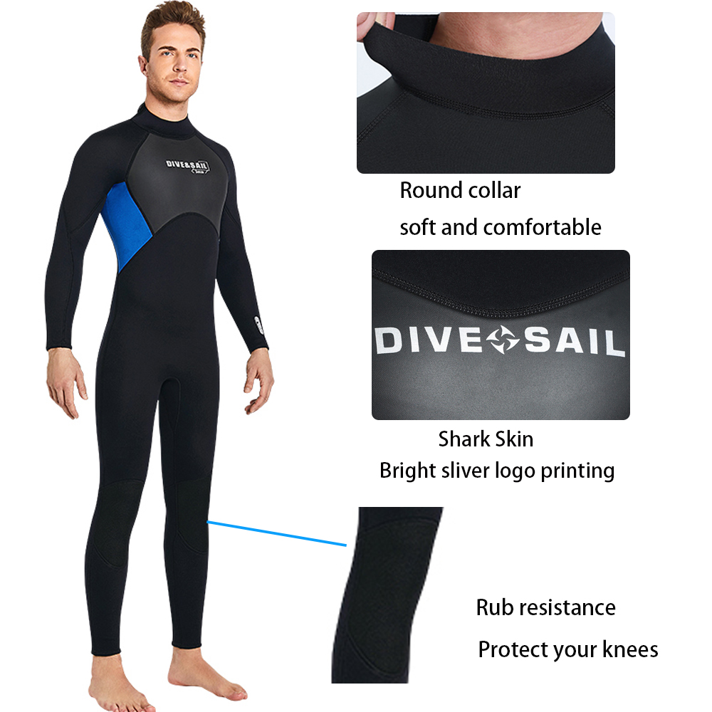 DIVE & SAIL Adults 3mm Neoprene Plus Size Full Length Snorkeling Diving Wetsuit