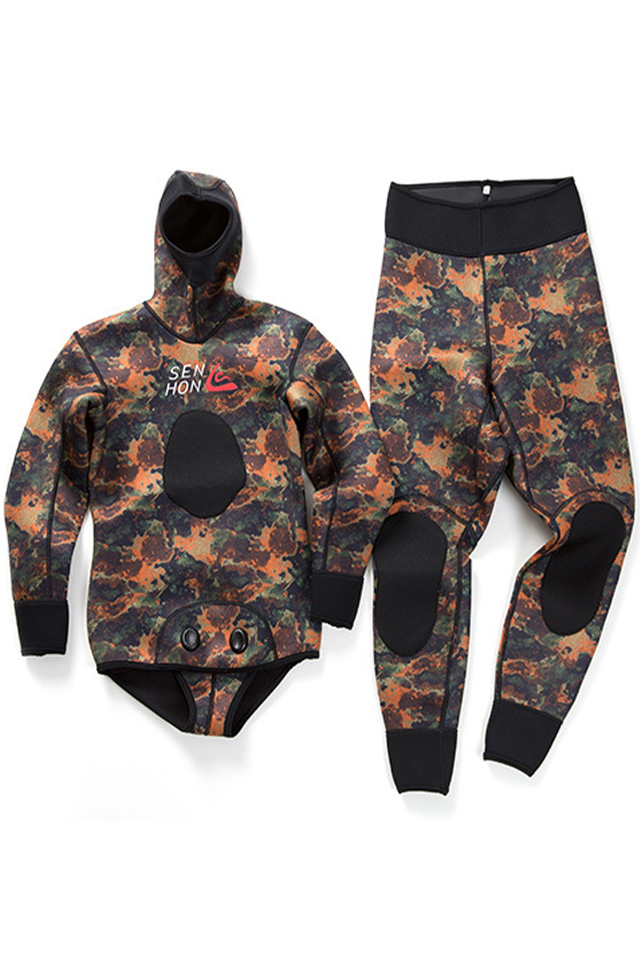 SENHON Adilts\' 3MM Neoprene Plus Size Two Piece Long Sleeve Warm Camo Hooded Wetsuit