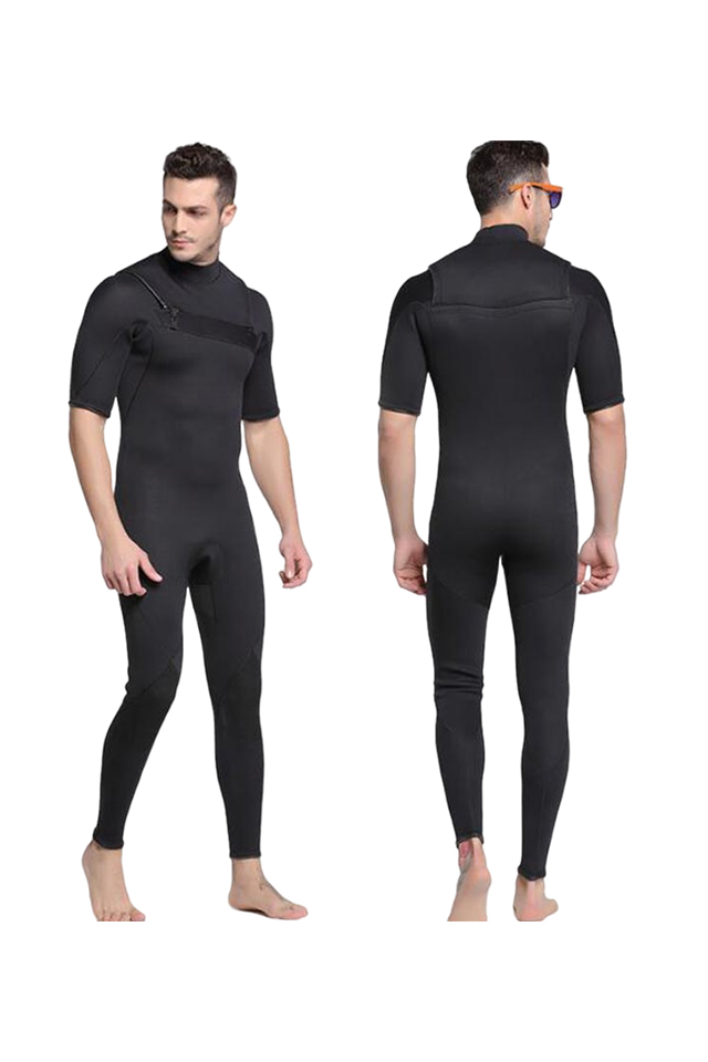 Sbart Chest Zip 3MM Short Arm Long Leg Diving Wetsuit for Men