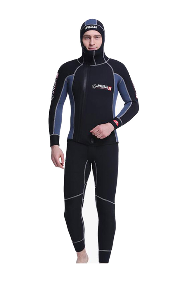 Unisex Adult 3/5mm Neoprene Hooded Diving Suit Snorkeling Scuba Fishing Wetsuits 