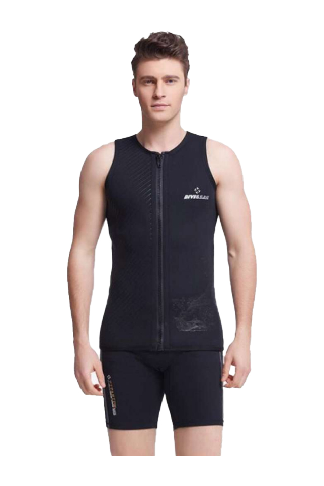 Men's 3mm Neoprene Front Zip Rash Vest Sleeveless Swimwear Scuba Diving Suit 