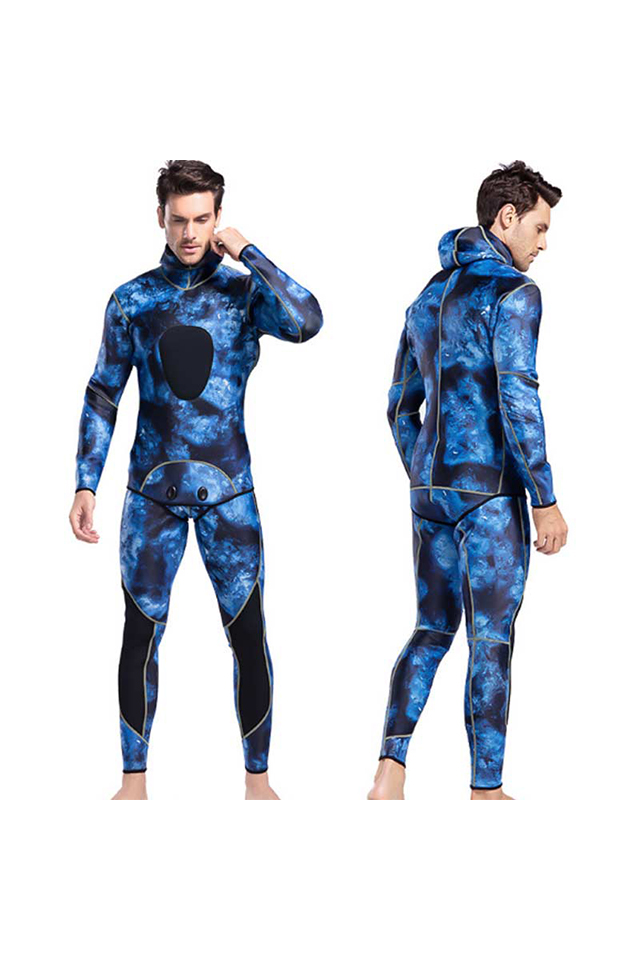 LIFURIOUS 2 Piece Mens 3mm Camo Wetsuit with Hood