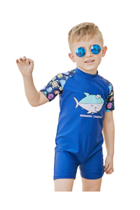 SABOLAY Boy Quick Dry UPF80+ Short Sleeve One-Piece Swimming Rash Guards