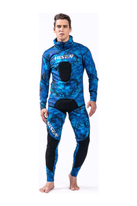 HISEA Men's 1.5mm 2 Piece Spearfishing Suit Camo Wetsuit with Hood