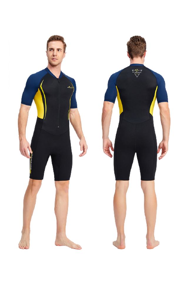 Dive & Sail Couples\' 1.5mm Neoprene Front Zip Short Sleeve Warm Wetsuit for Snorkeling Surfing