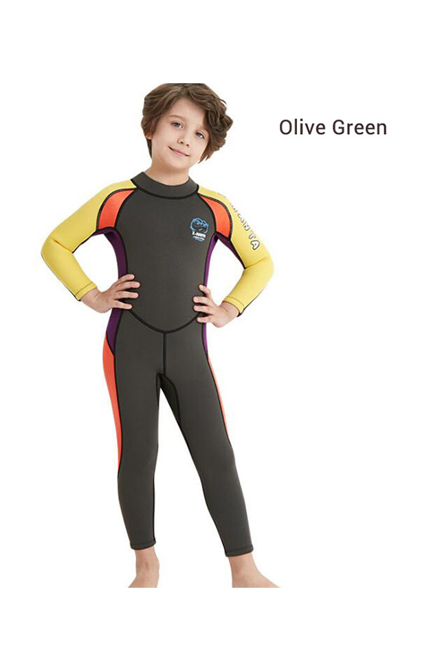 DIVE & SAIL One Piece 2.5MM Anti-UV Keep Warm Long Sleeve Scuba Diving Wetsuit for Boys