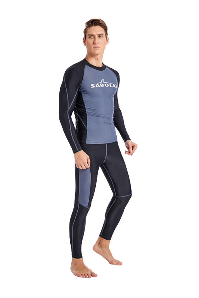 Sabolay Men's Long Sleeve Plus Size Quick Dry Sun Protection Rash Guard Top & Pants 