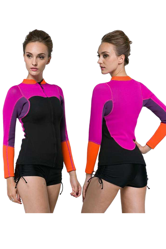 Sbart Ladies 2mm Front Zip Long Sleeve Wetsuit Top