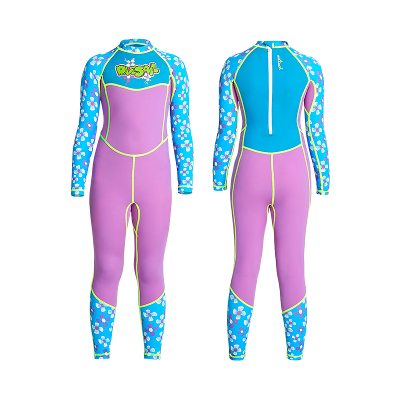 DIVE & SAIL Girls Long Sleeve Back Zip Full Body Dive Skin Suit for Snorkeling Swimming Scuba Diving