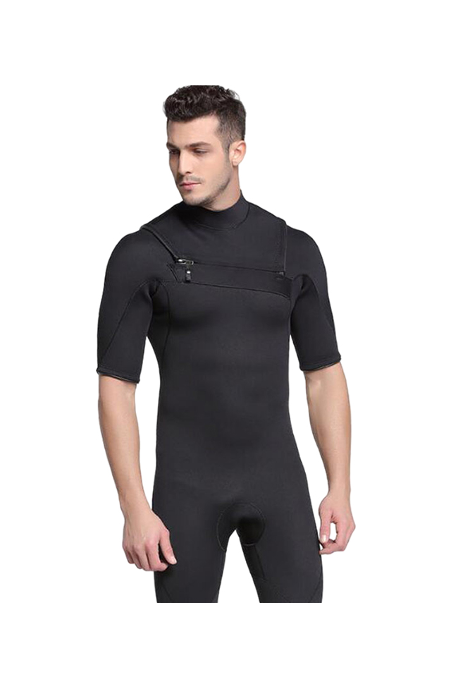 Sbart Chest Zip 3MM Short Arm Long Leg Diving Wetsuit for Men