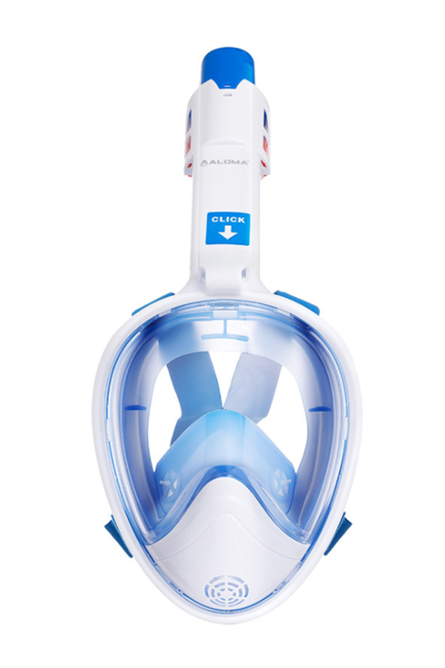 ALOMA Adults\' Silicone Full Face 180 Degree Panoramic View Anti-Fog Anti-Leak Snorkeling Mask