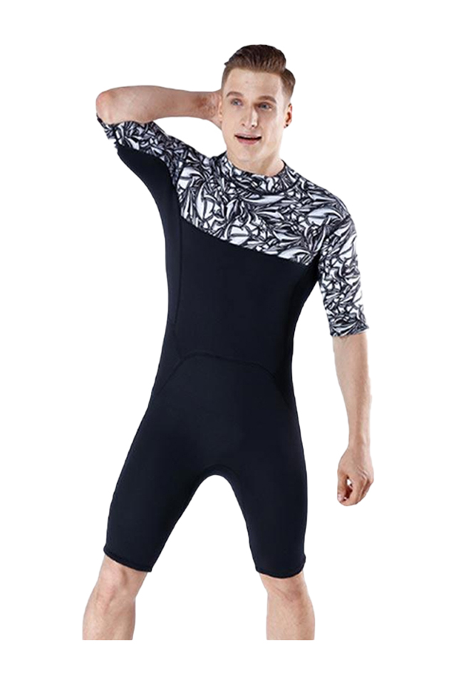 MYLEDI Mens 2mm Camo Print Shorty Wetsuit