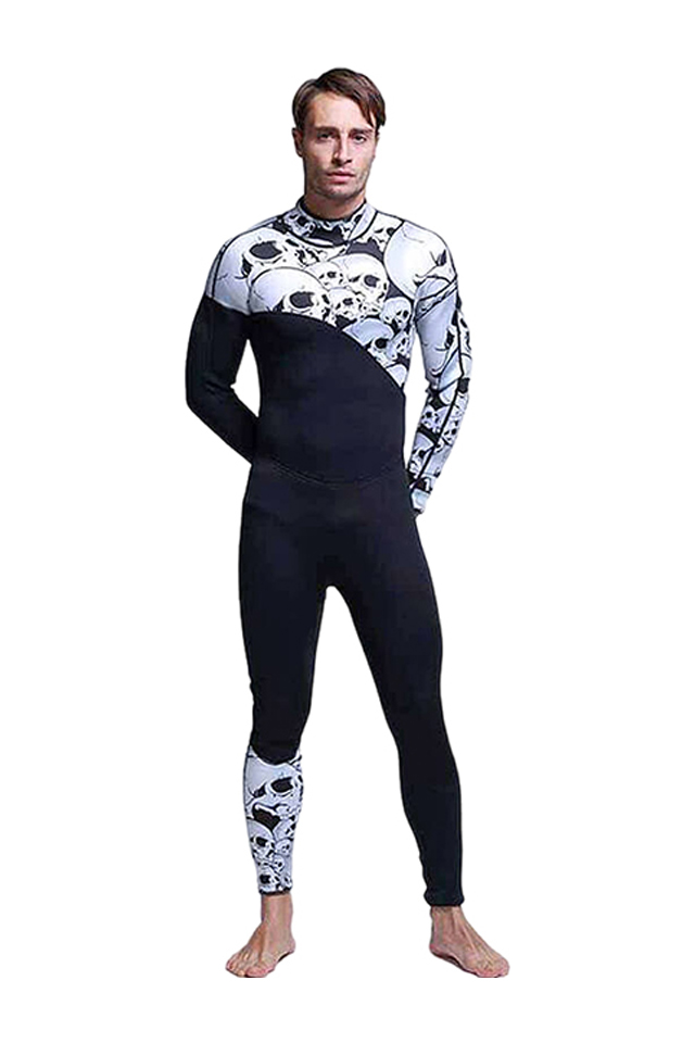 MYLEDI Men's 3mm Skull Skeleton Freediving Wetsuit