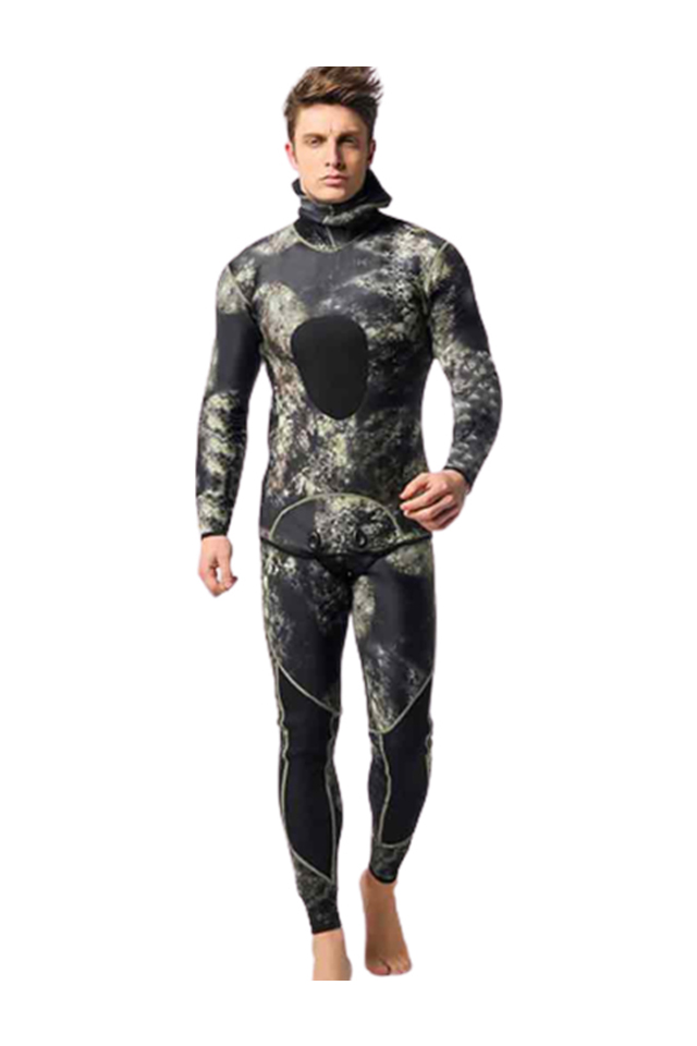 MYLEDI 3MM Men\'s 2 Piece Spearfishing Camouflage Wetsuit
