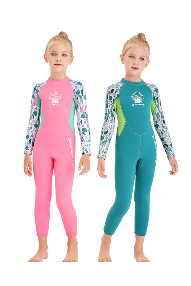DIVE & SAIL Kids 2.5Mm Long Sleeve One Piece Full Body Wetsuit Uv Protection Thermal Swimwear Keep Warm for Scuba Diving Surfing Snorkeling Swimming Fishing for Boys Girls
