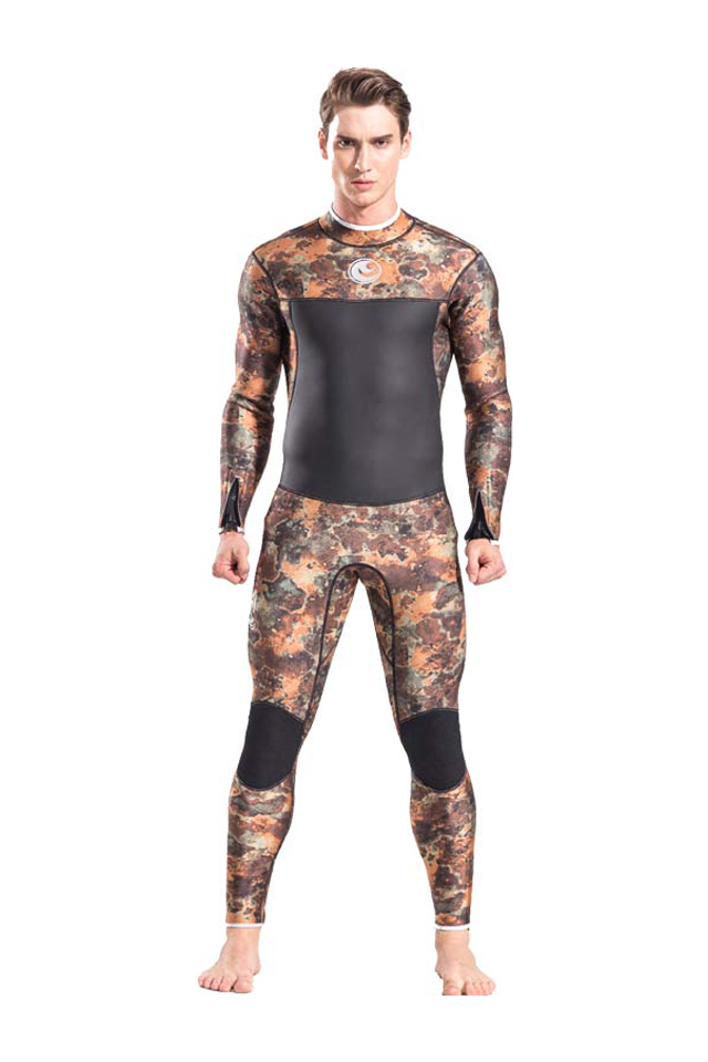 HISEA Men's 3MM Full Camo Wetsuit Red Reef Spearfishing Suit