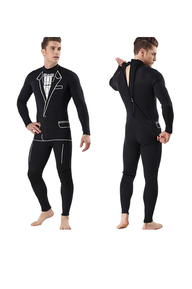 MYLEDI Men\'s Suit Pattern Tuxedo Back Zip Wetsuit