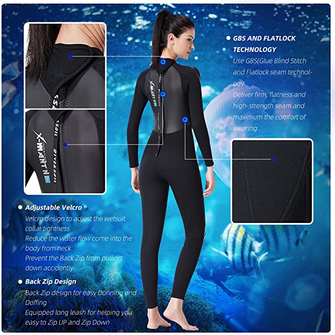 Dive & Sail 3mm Mens Womens Full Body Shark Skin Wetsuit