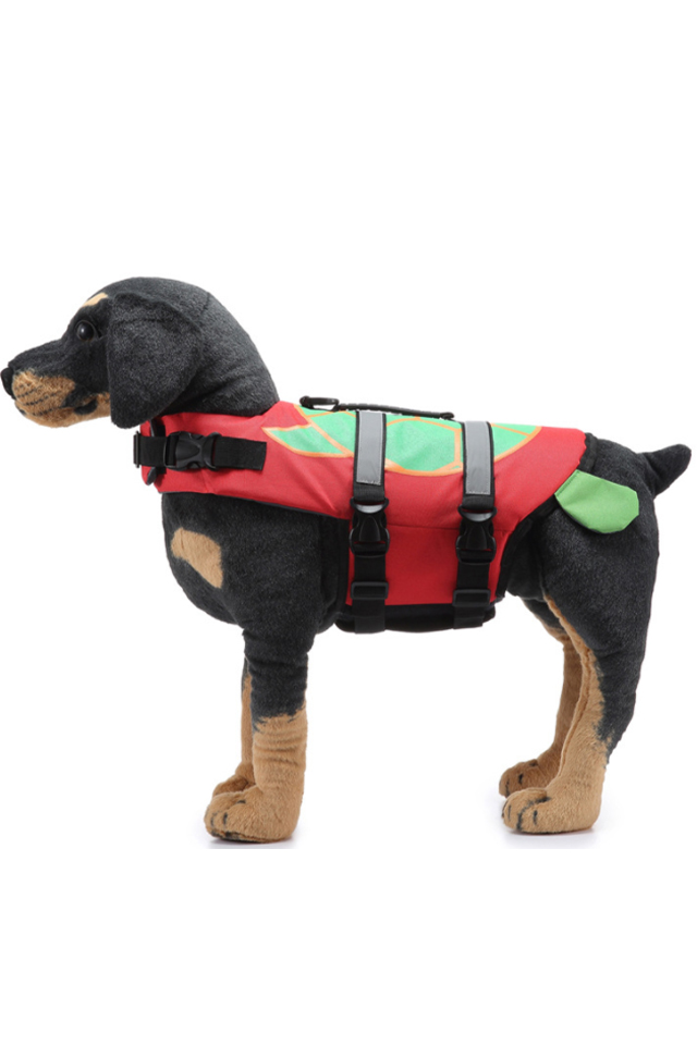 M&Q Dogs' Reflective Adjustable Turtle Printed Life Jacket for Swimming