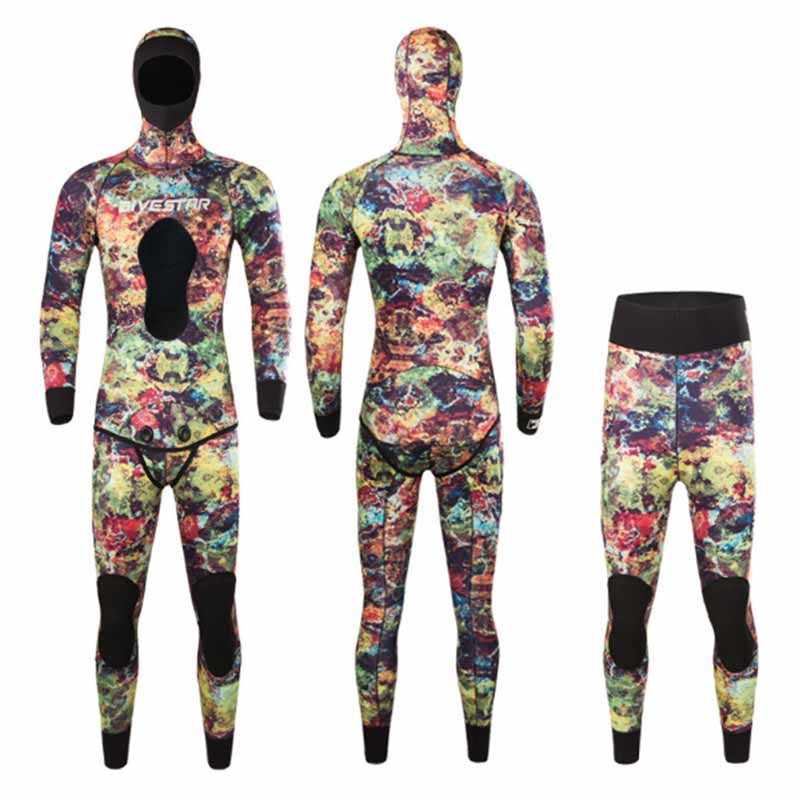 DIVESTAR 3mm Red Camo 2-Piece Open Cell Wetsuit