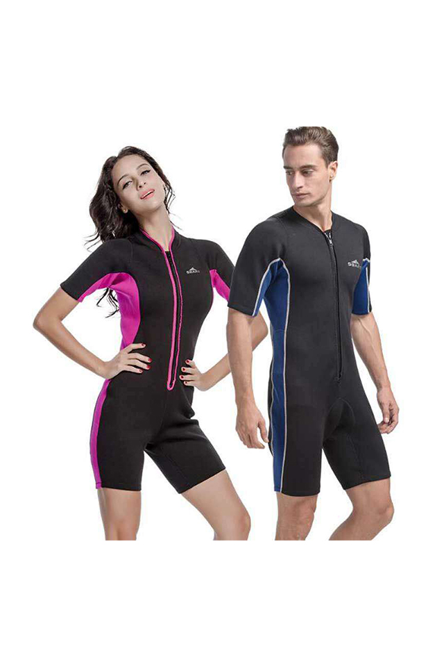 Sbart Mens Womens 2MM One Piece Front Zip Shorty Wetsuit