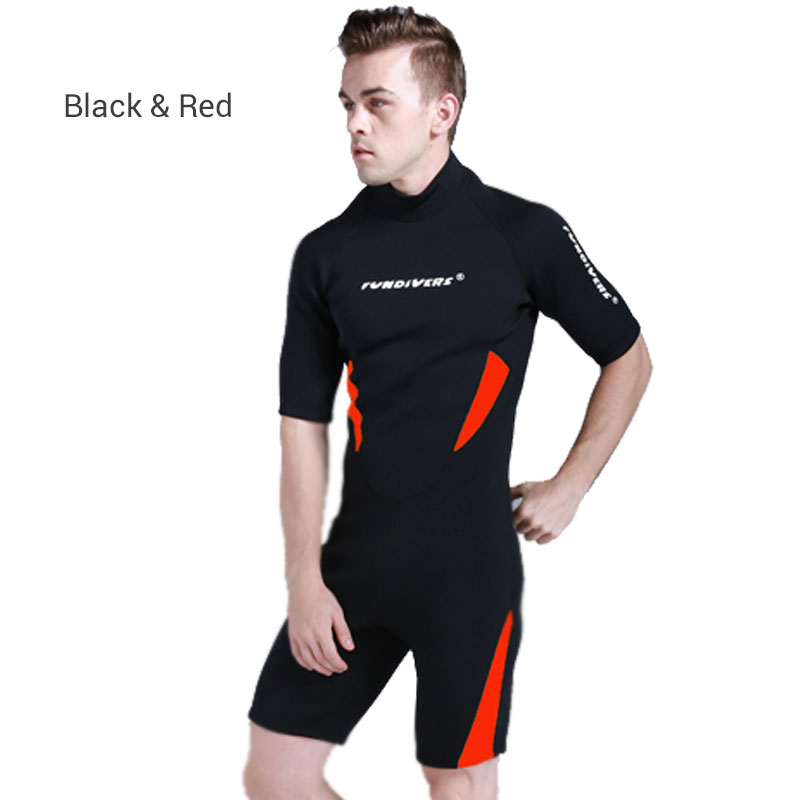 FunDivers Men\'s Short Sleeved 3MM One Piece Shorty Diving Wetsuit