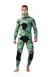 HISEA Mens 1.5mm 2 Piece Spearfishing Green Camo Wetsuit