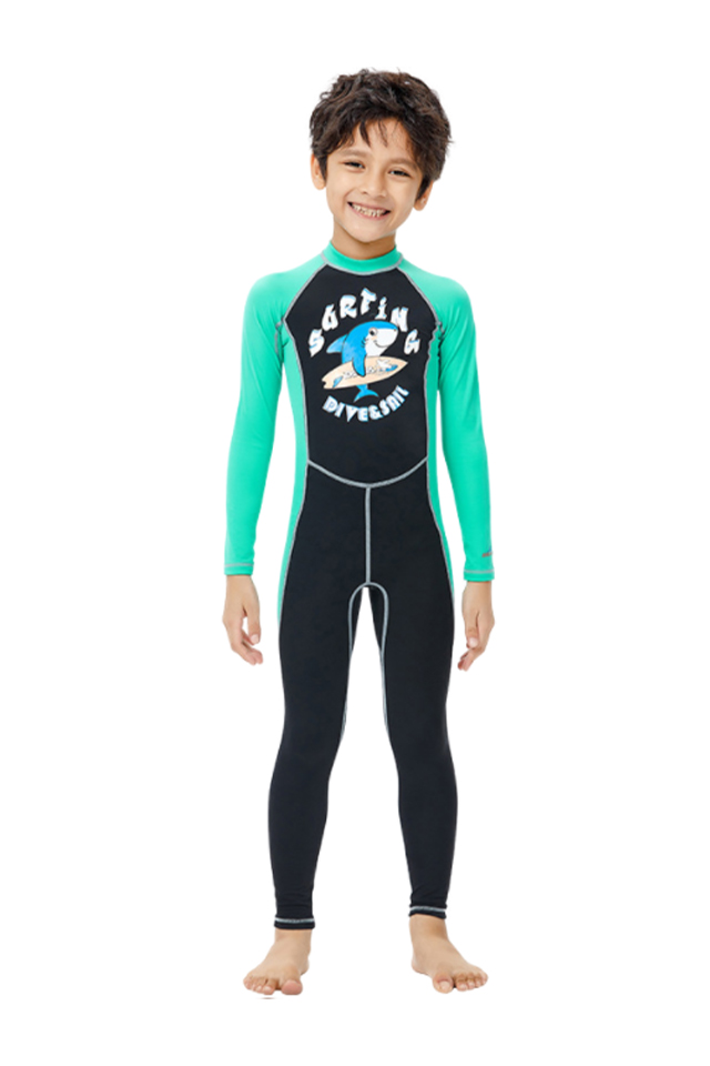 DIVE&SAIL Full Wetsuit Kids UPF50 Long Sleeve Rash Guards Boys Swimwear Girls 
